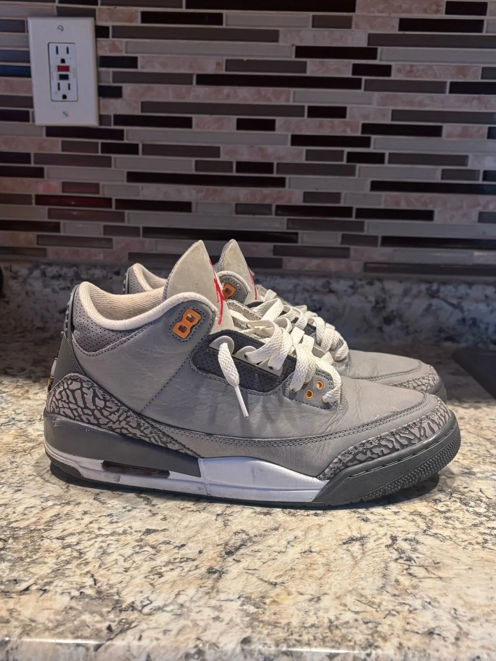 Nike Men’s Grey and Orange Retro Basketball Sneakers